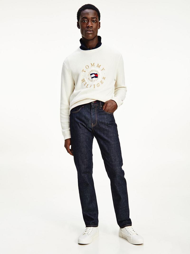 Férfi Tommy Hilfiger Denton straight fit th stretch indigo Farmer Nadrág Kék | HU 1147PJJ